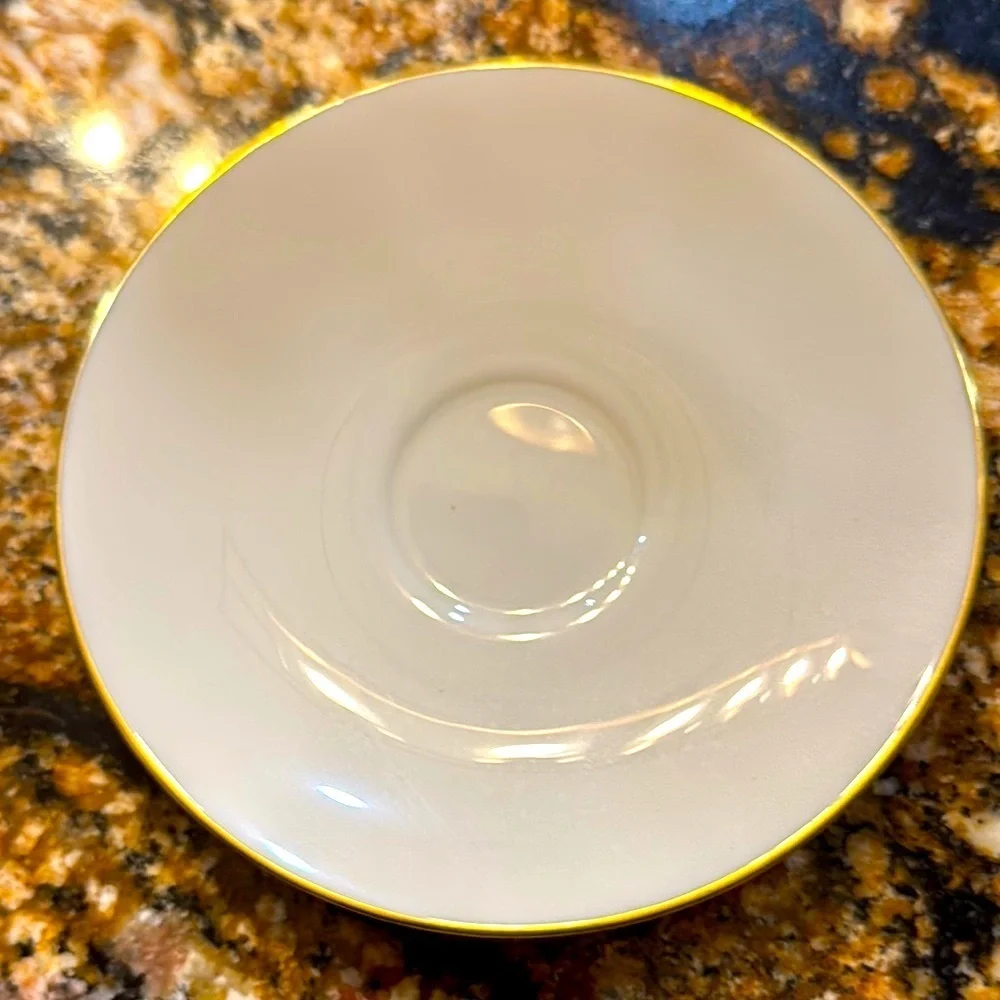 Elegant Olympia Lenox Cream Saucer with Gold Rim